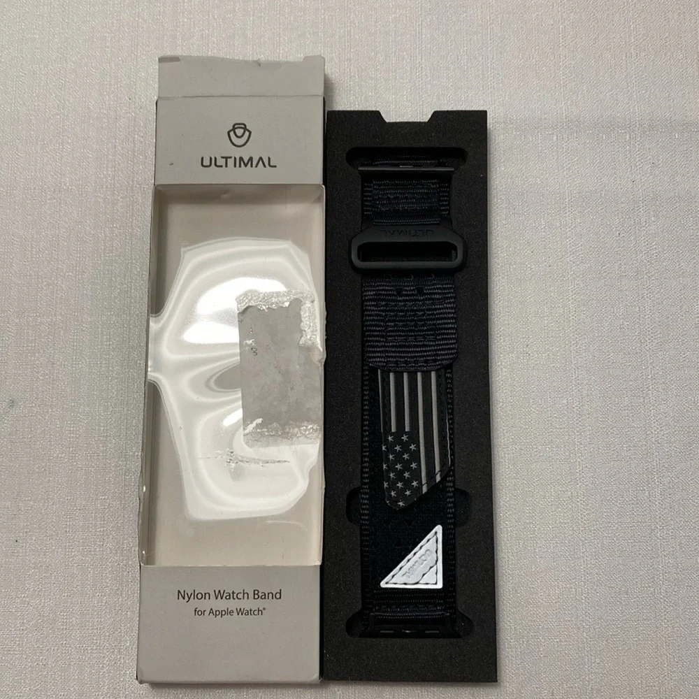 Ultimal‎ Apple Watch Band Nylon Tactical Flag Black Breathable Sports Ultra Deep